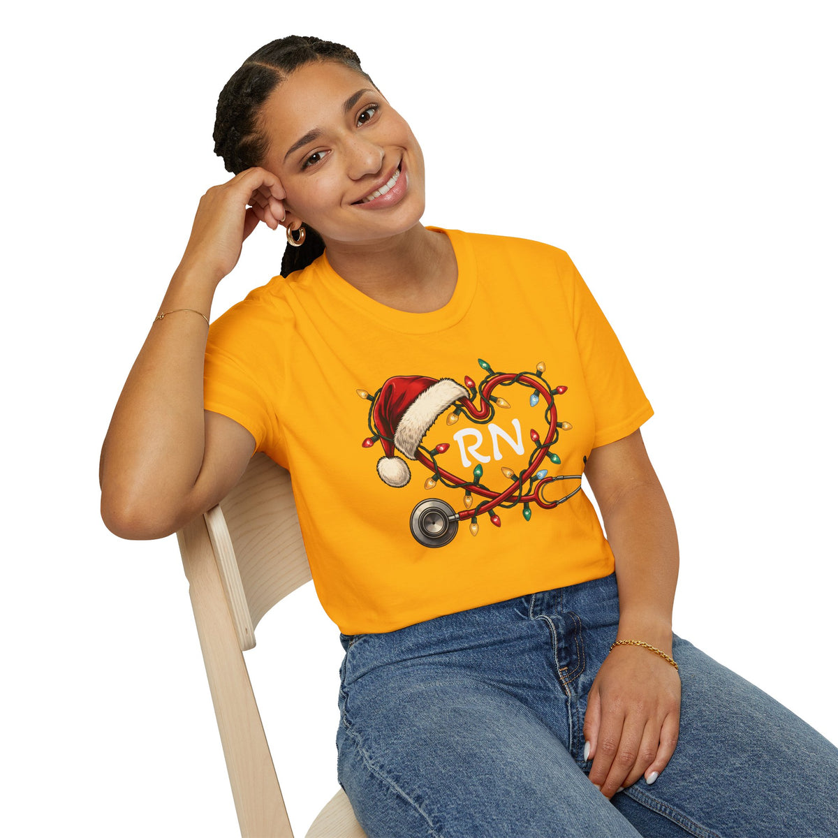 RN Christmas Stethoscope Heart T‑Shirt