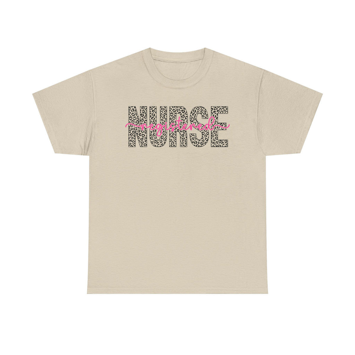 RN Leopard Print T‑Shirt — Pink Stethoscope Graphic Tee for Nurses