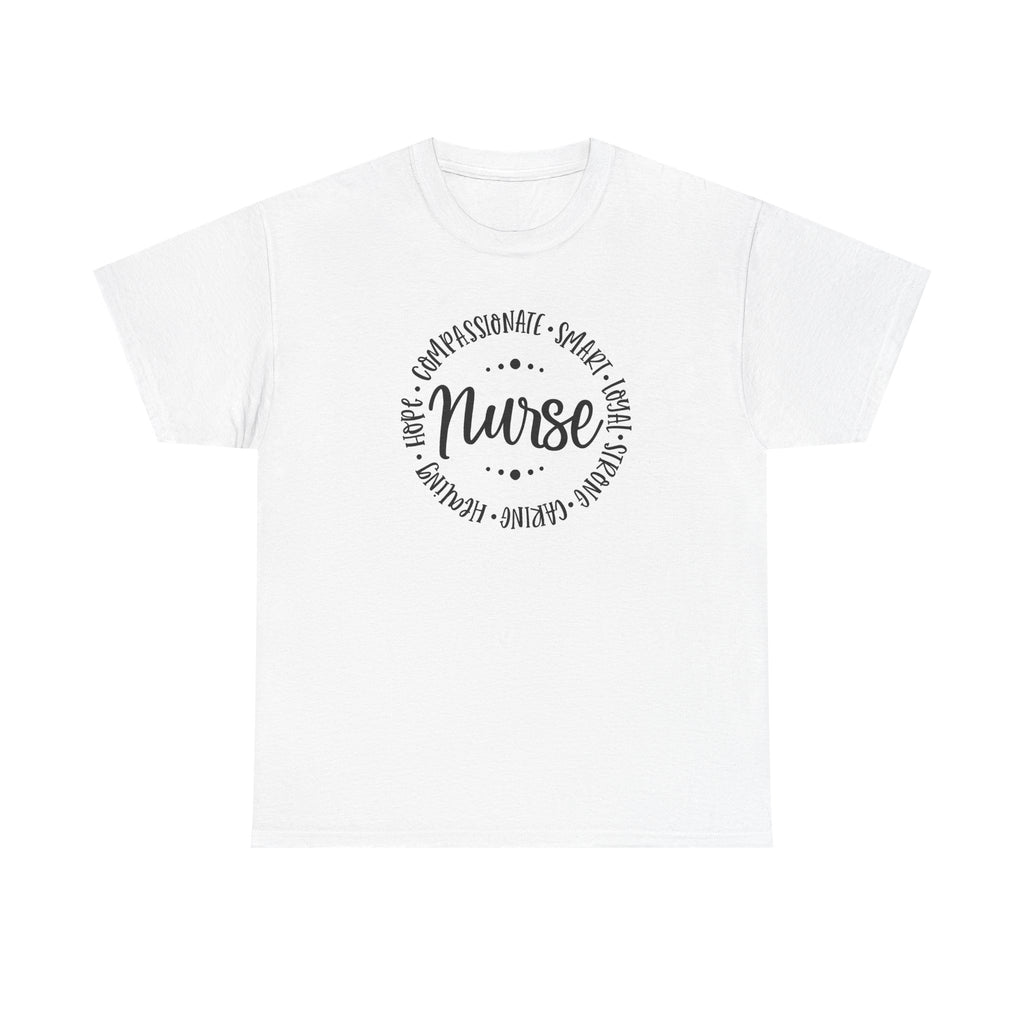 Nurse Circle Words T‑Shirt — Compassionate, Smart, Caring Nurse Tee