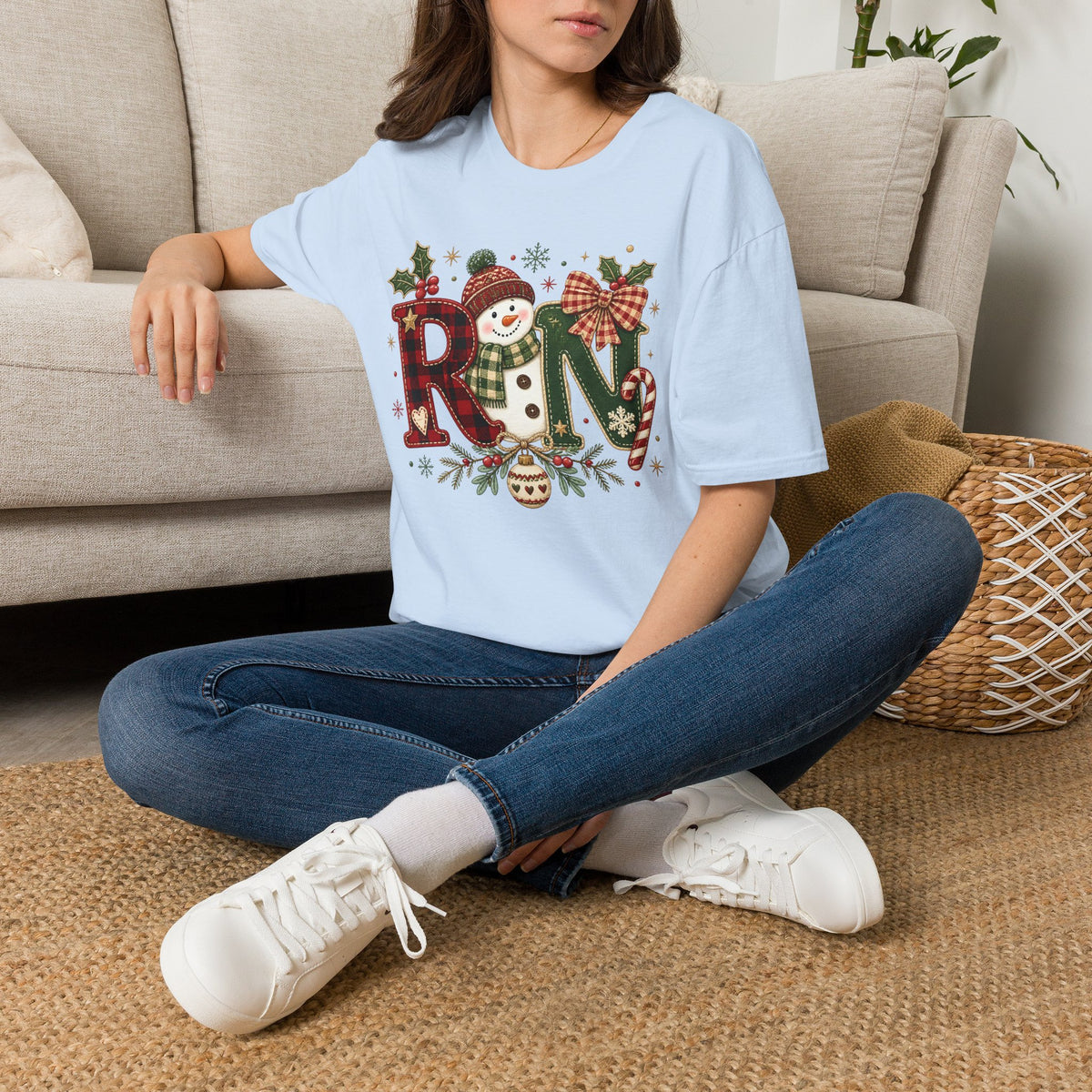 RN Snowman Holiday T-Shirt — Cute Nurse Christmas Tee