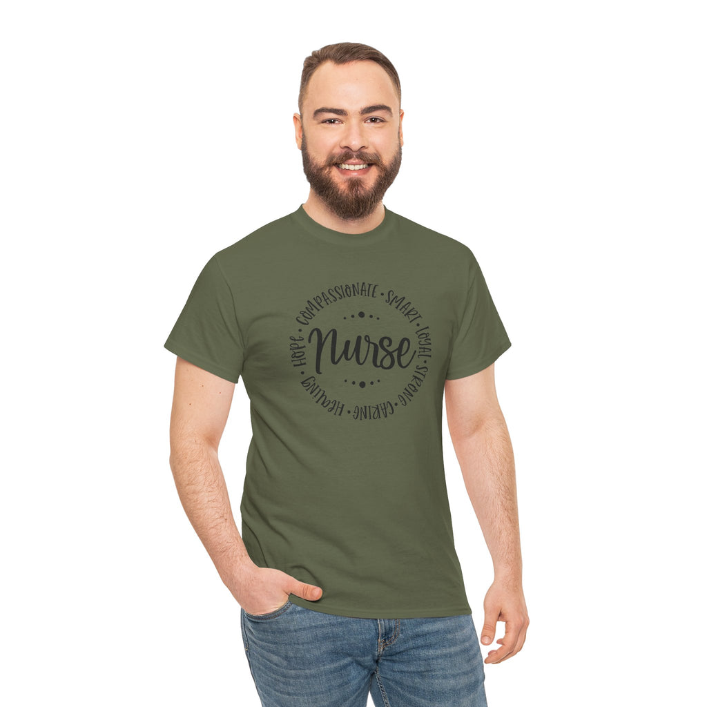 Nurse Circle Words T‑Shirt — Compassionate, Smart, Caring Nurse Tee
