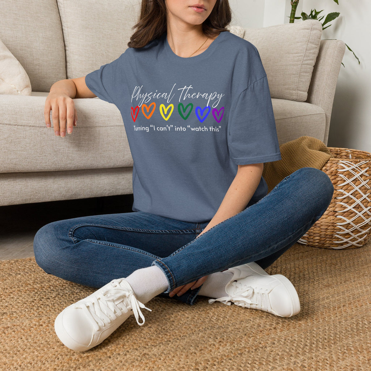 Physical Therapy Hearts T-Shirt — "Turning 'I can' t' into 'watch this'"
