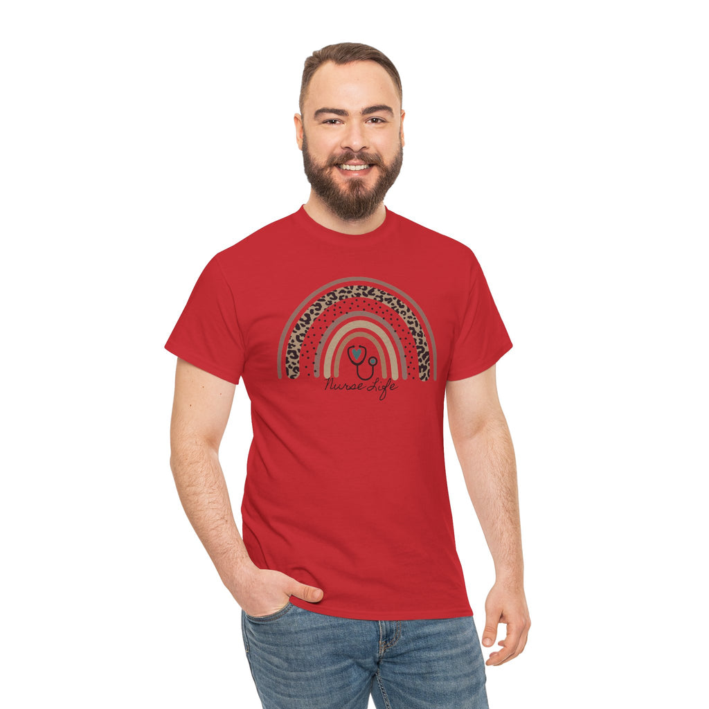 Nurse Life Rainbow Tee - Cute Neutral Stethoscope Graphic T-Shirt