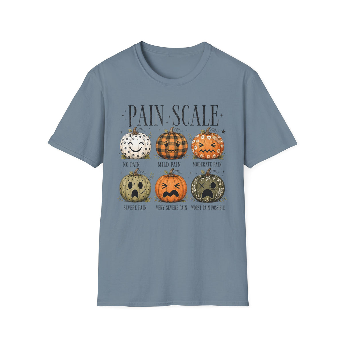 Pain Scale Pumpkin T-Shirt — Halloween Pumpkin Faces Graphic Tee