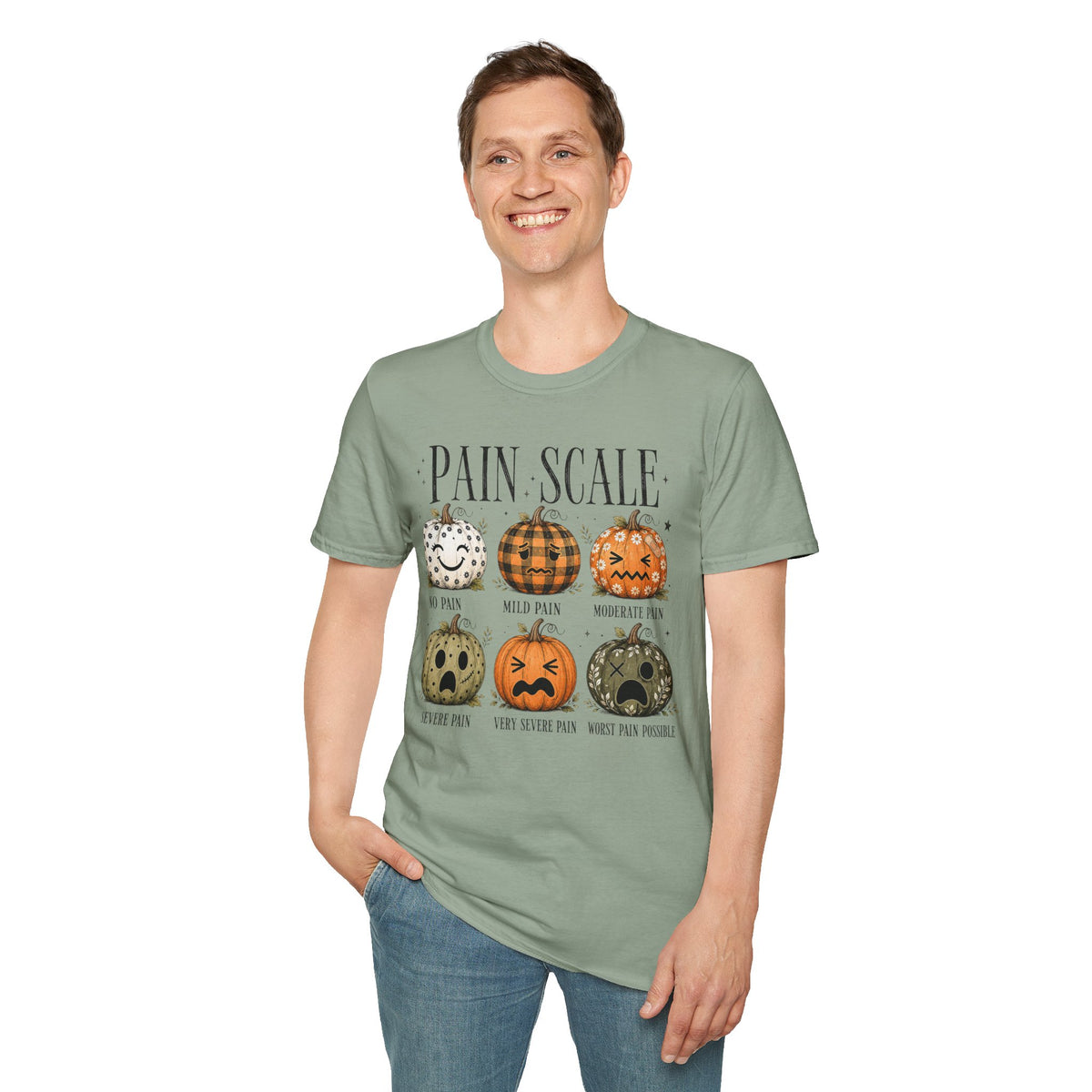 Pain Scale Pumpkin T-Shirt — Halloween Pumpkin Faces Graphic Tee