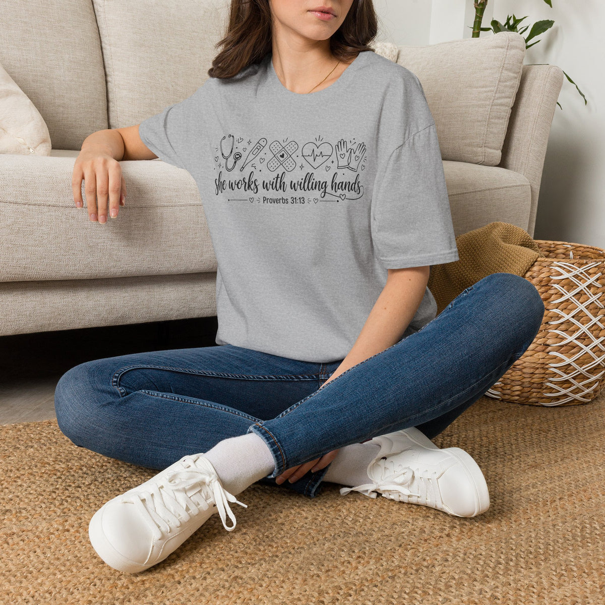 Nurse Proverbs 31 She Works With Willing Hands T-Shirt