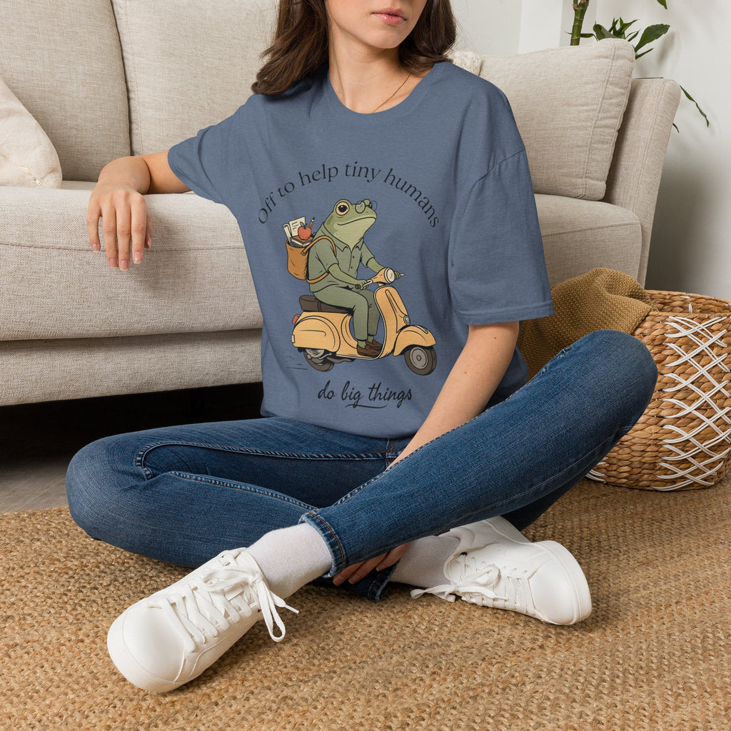 "Off to help tiny humans do big things" t-shirt