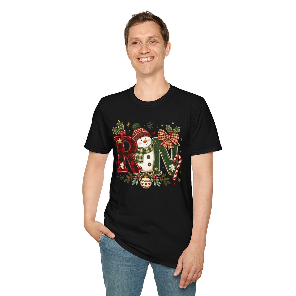 RN Snowman Holiday T-Shirt — Cute Nurse Christmas Tee