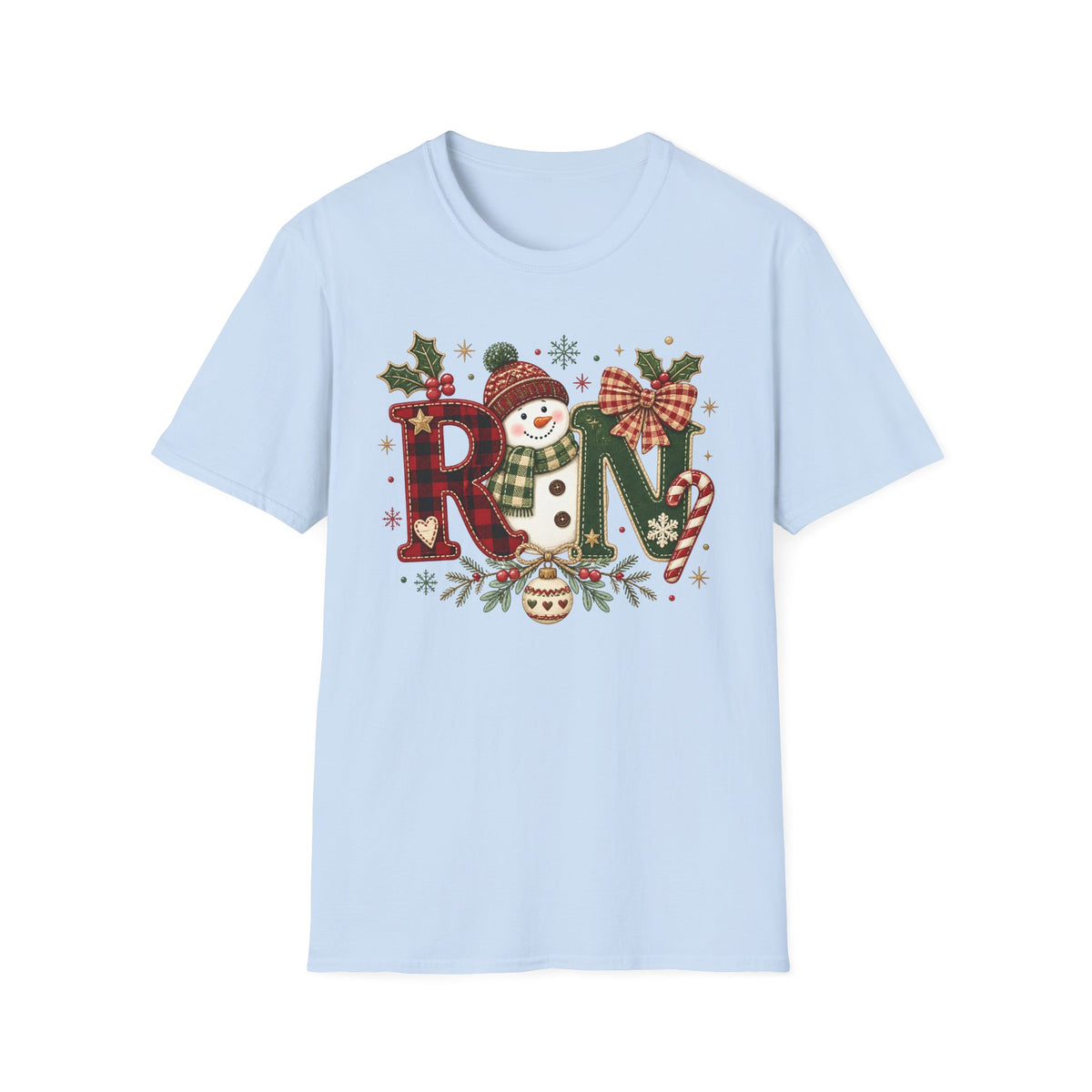 RN Snowman Holiday T-Shirt — Cute Nurse Christmas Tee