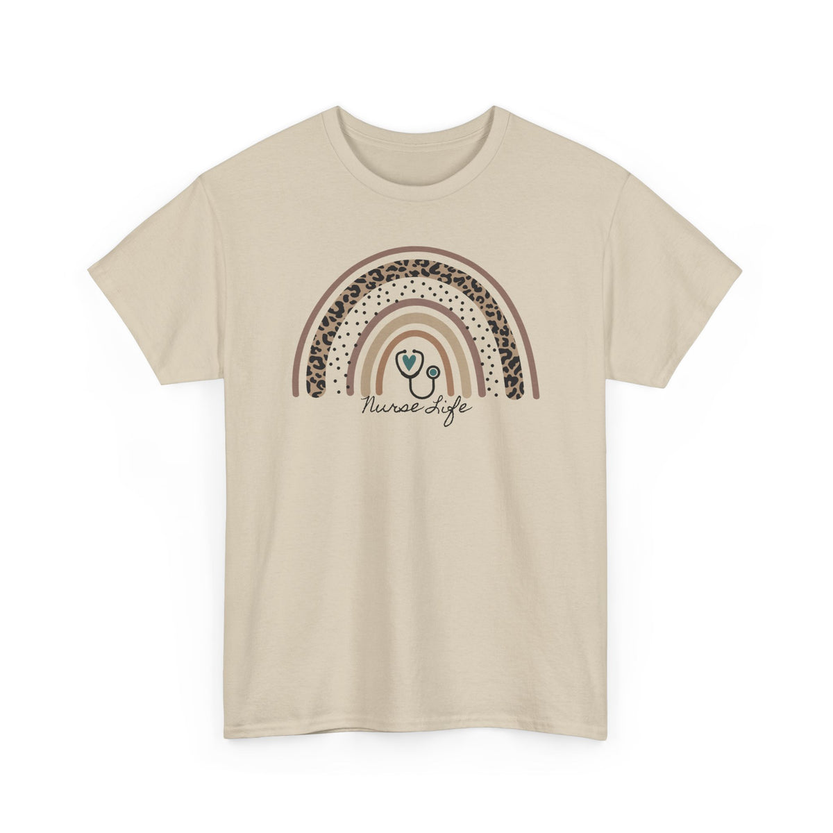 Nurse Life Rainbow Tee - Cute Neutral Stethoscope Graphic T-Shirt