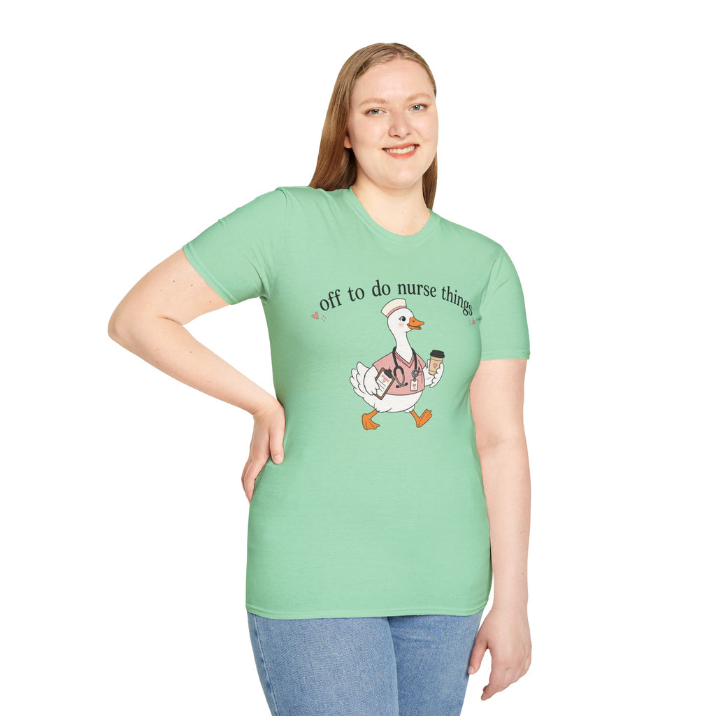 Nurse Goose T‑Shirt – "Off to Do Nurse Things" Cute Medical Crew Tee