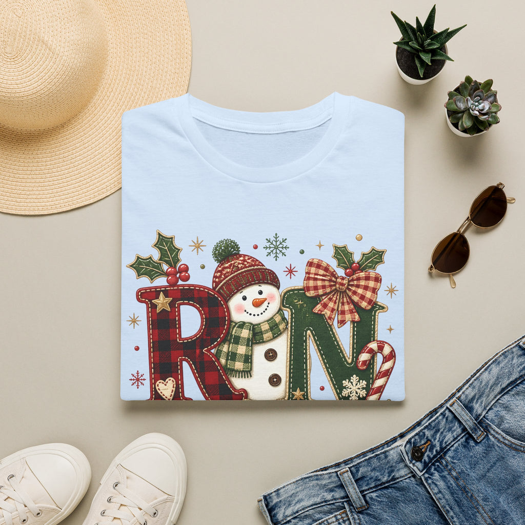 RN Snowman Holiday T-Shirt — Cute Nurse Christmas Tee