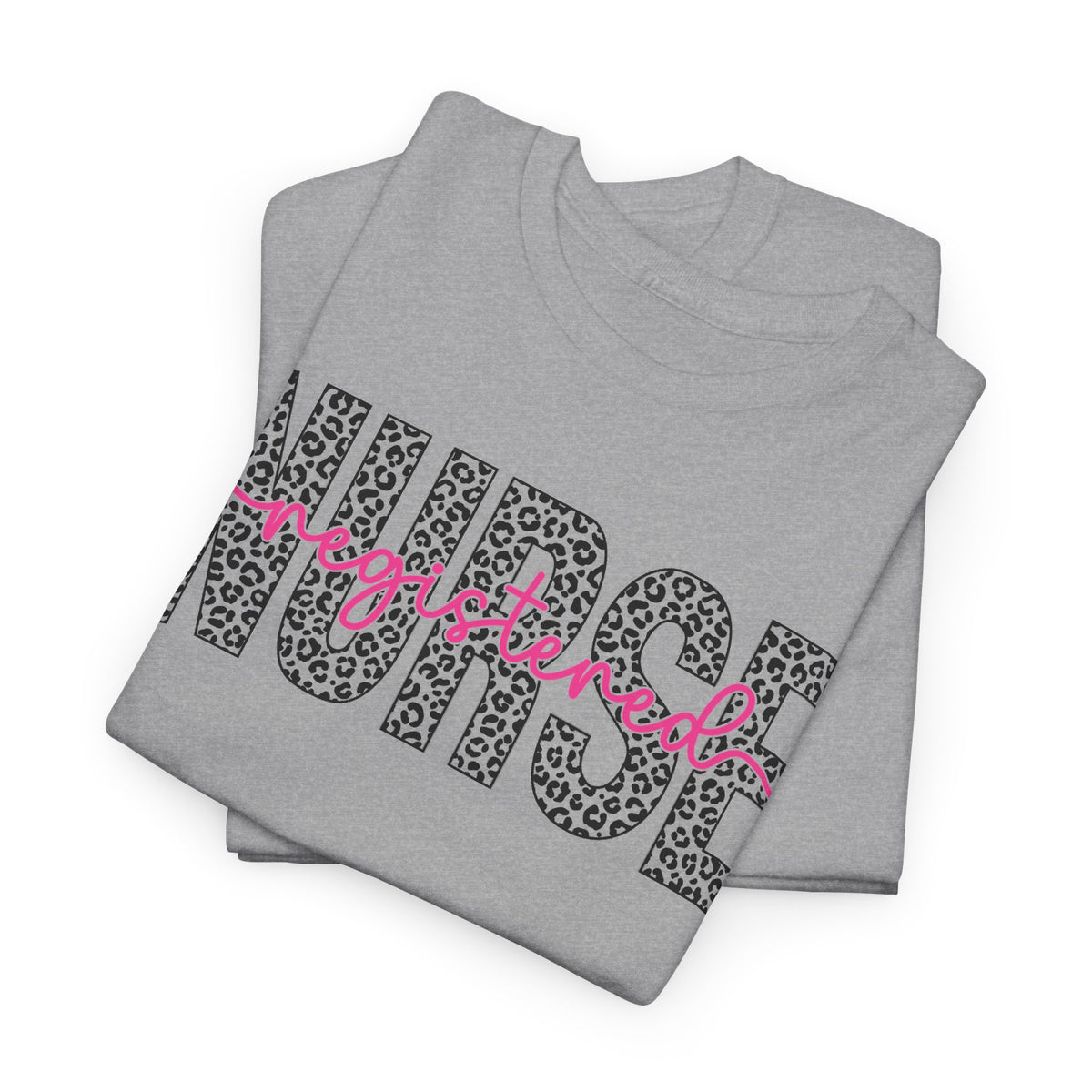 RN Leopard Print T‑Shirt — Pink Stethoscope Graphic Tee for Nurses