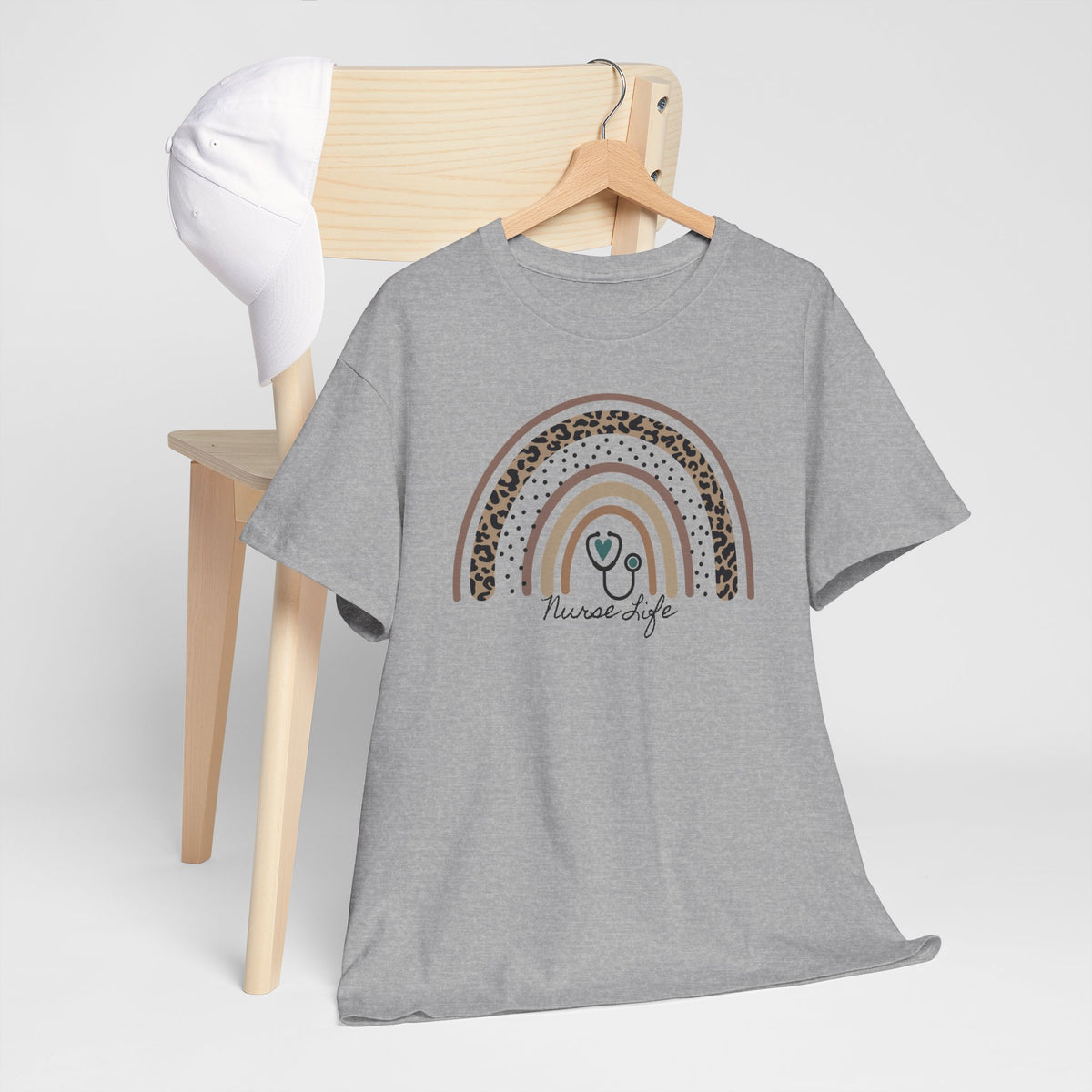 Nurse Life Rainbow Tee - Cute Neutral Stethoscope Graphic T-Shirt