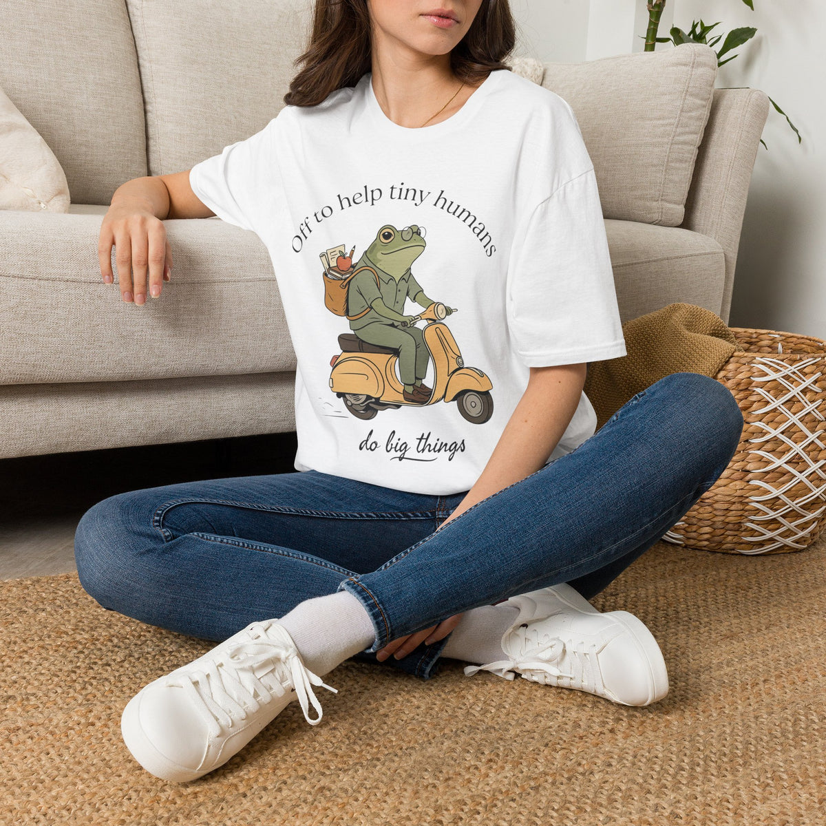 "Off to help tiny humans do big things" t-shirt