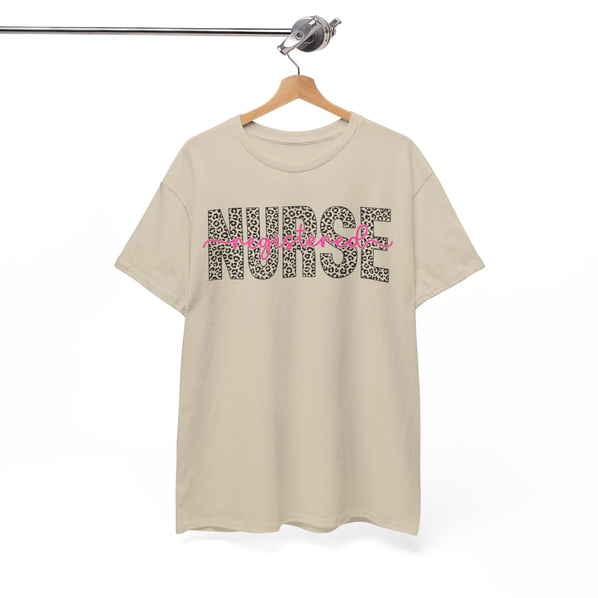 RN Leopard Print T‑Shirt — Pink Stethoscope Graphic Tee for Nurses