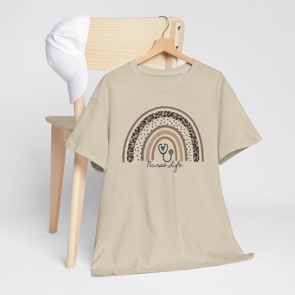 Nurse Life Rainbow Tee - Cute Neutral Stethoscope Graphic T-Shirt