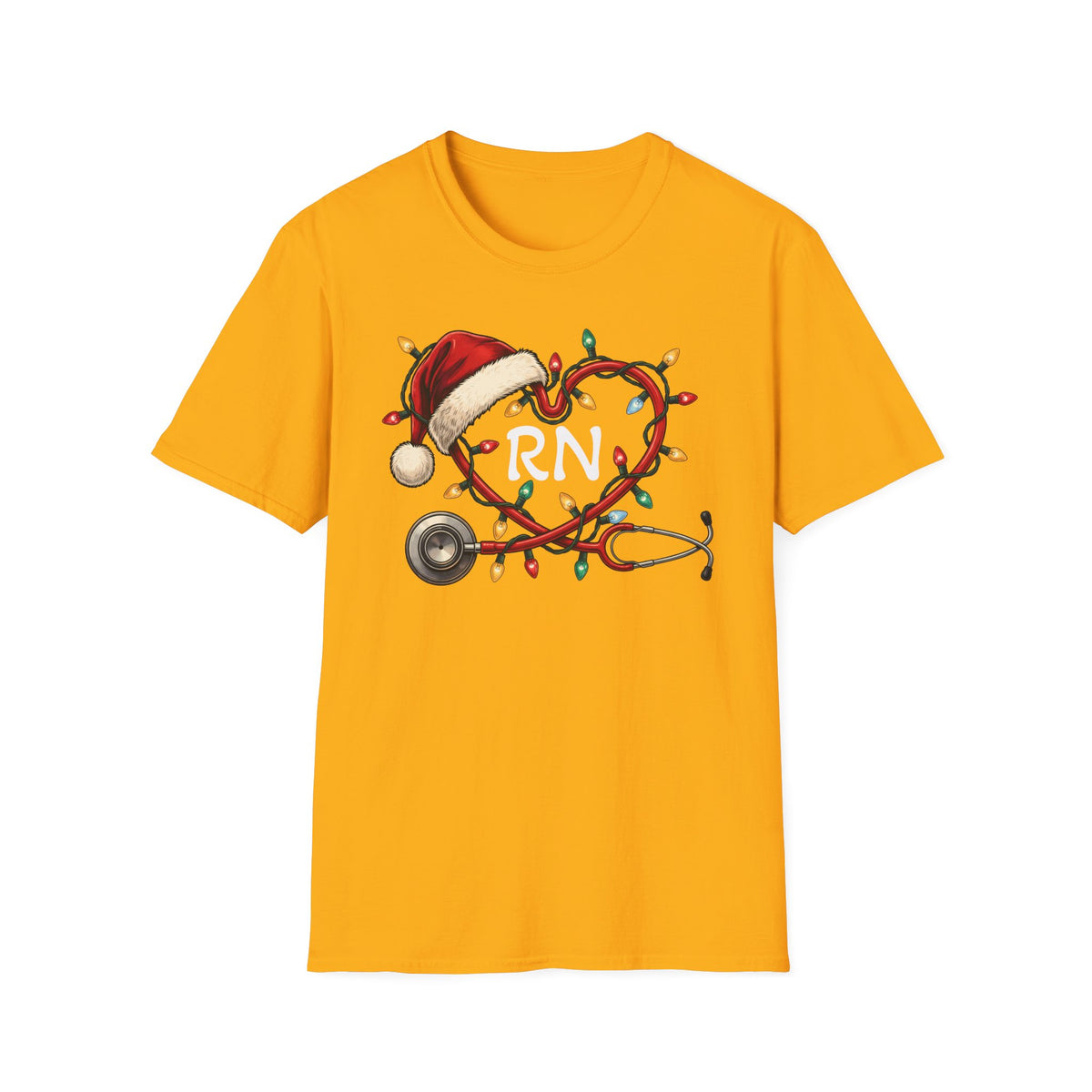 RN Christmas Stethoscope Heart T‑Shirt