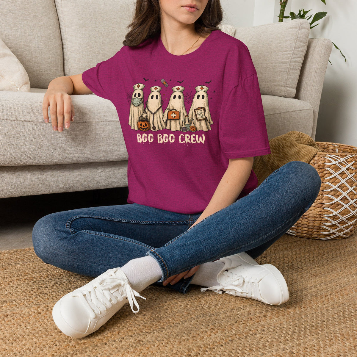 Nurse Boo Boo Crew White Halloween T‑Shirt