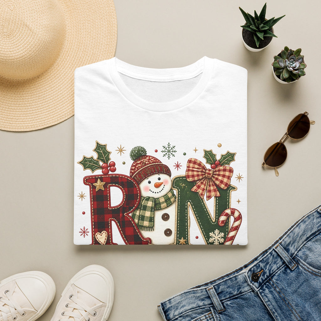 RN Snowman Holiday T-Shirt — Cute Nurse Christmas Tee