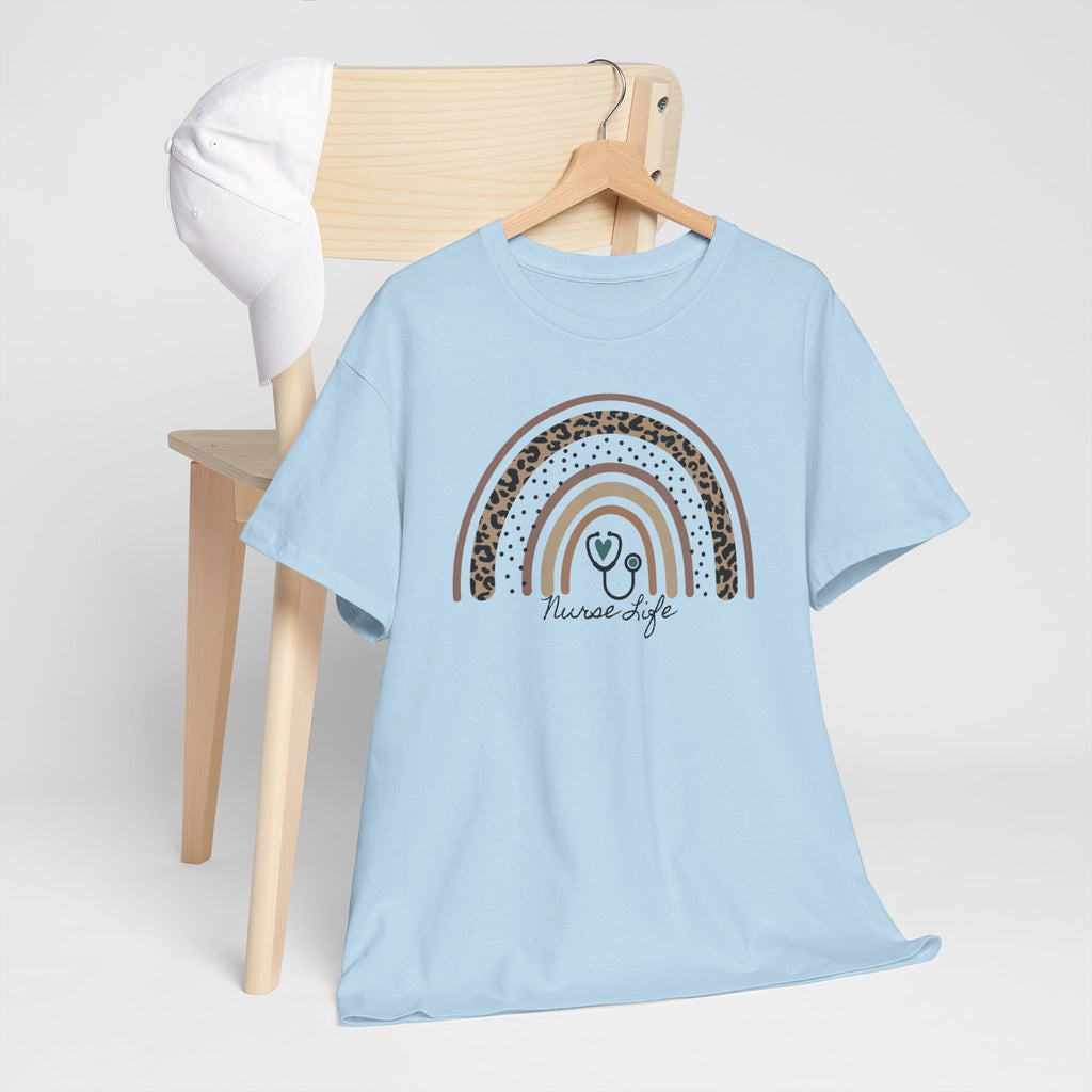Nurse Life Rainbow Tee - Cute Neutral Stethoscope Graphic T-Shirt
