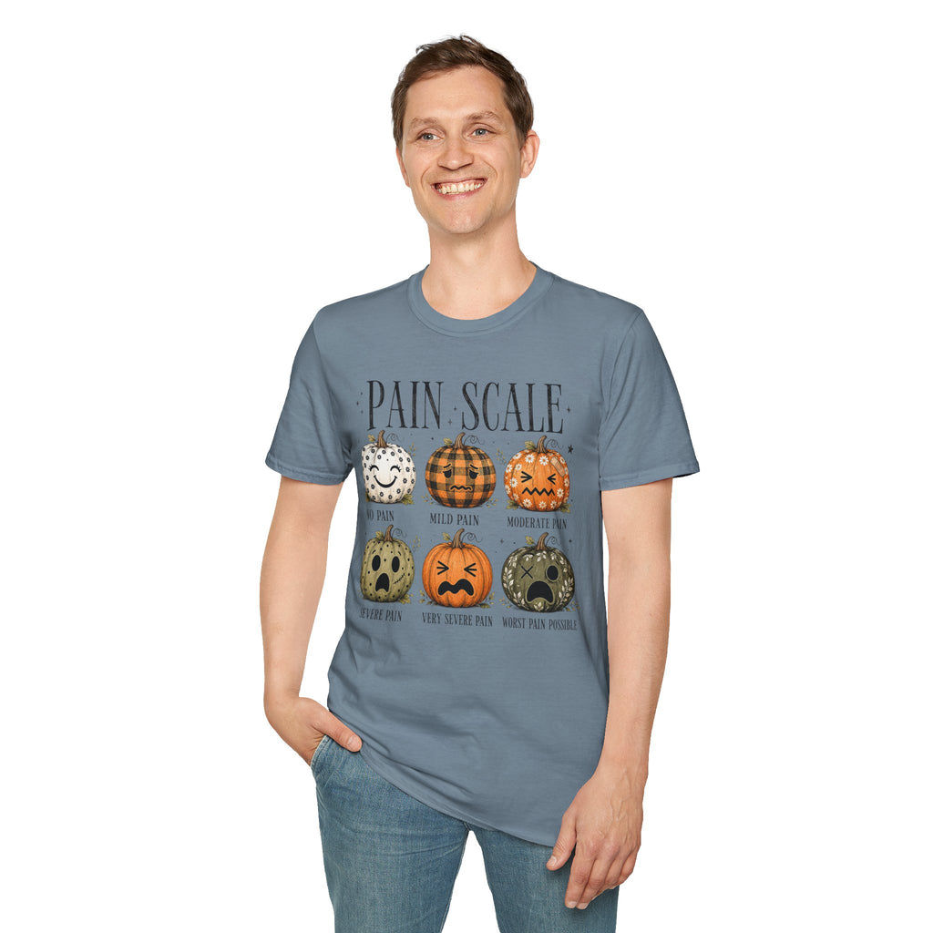 Pain Scale Pumpkin T-Shirt — Halloween Pumpkin Faces Graphic Tee