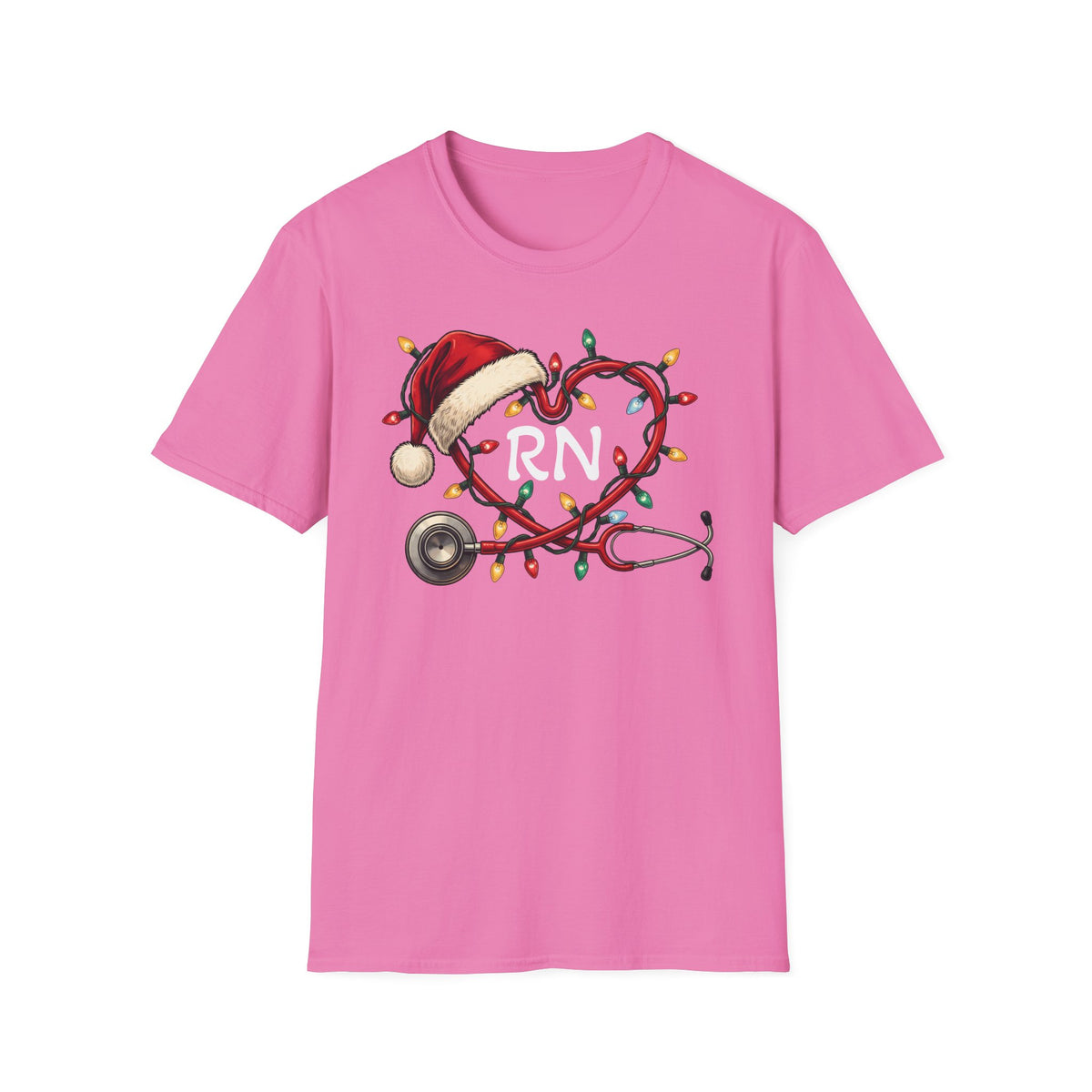 RN Christmas Stethoscope Heart T‑Shirt