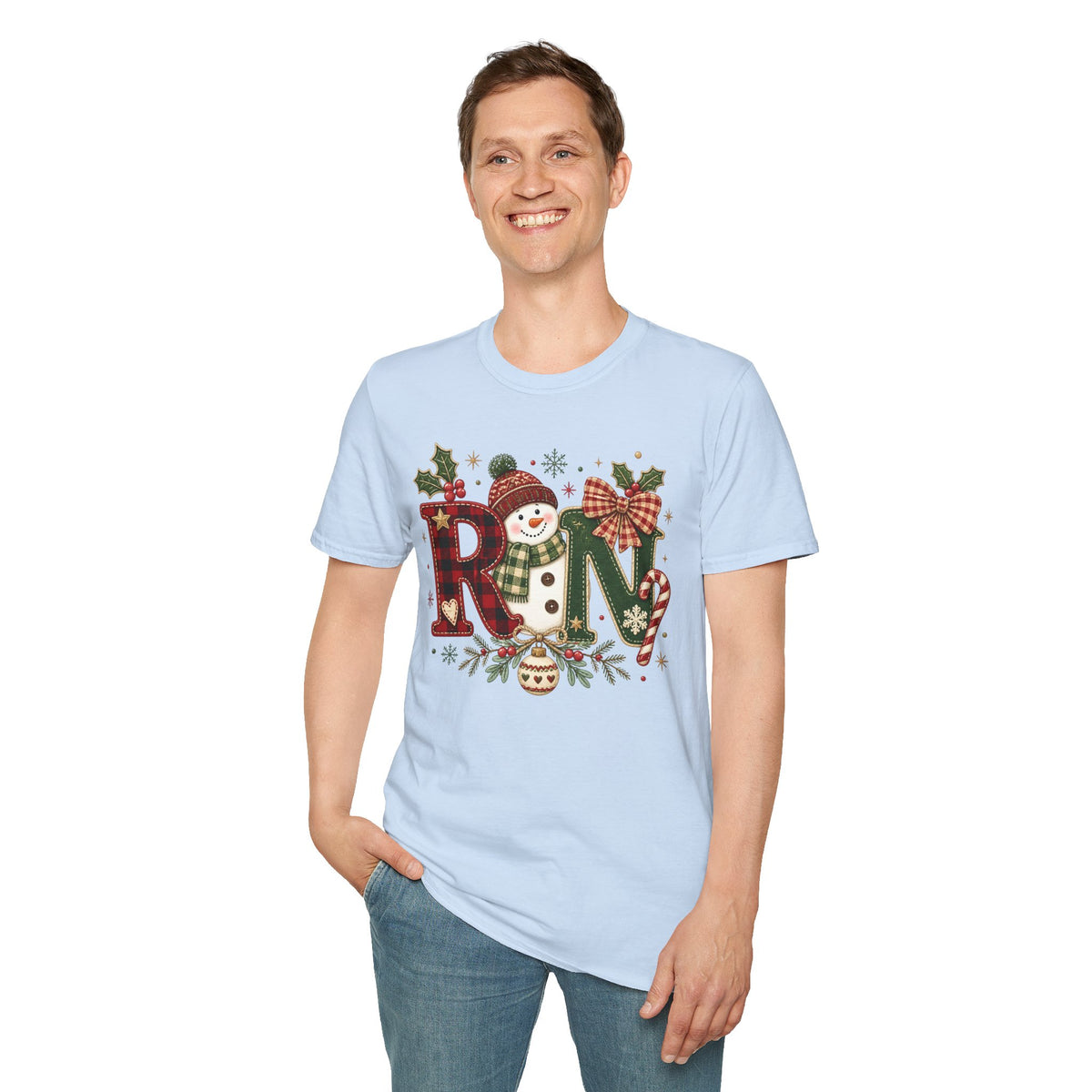 RN Snowman Holiday T-Shirt — Cute Nurse Christmas Tee