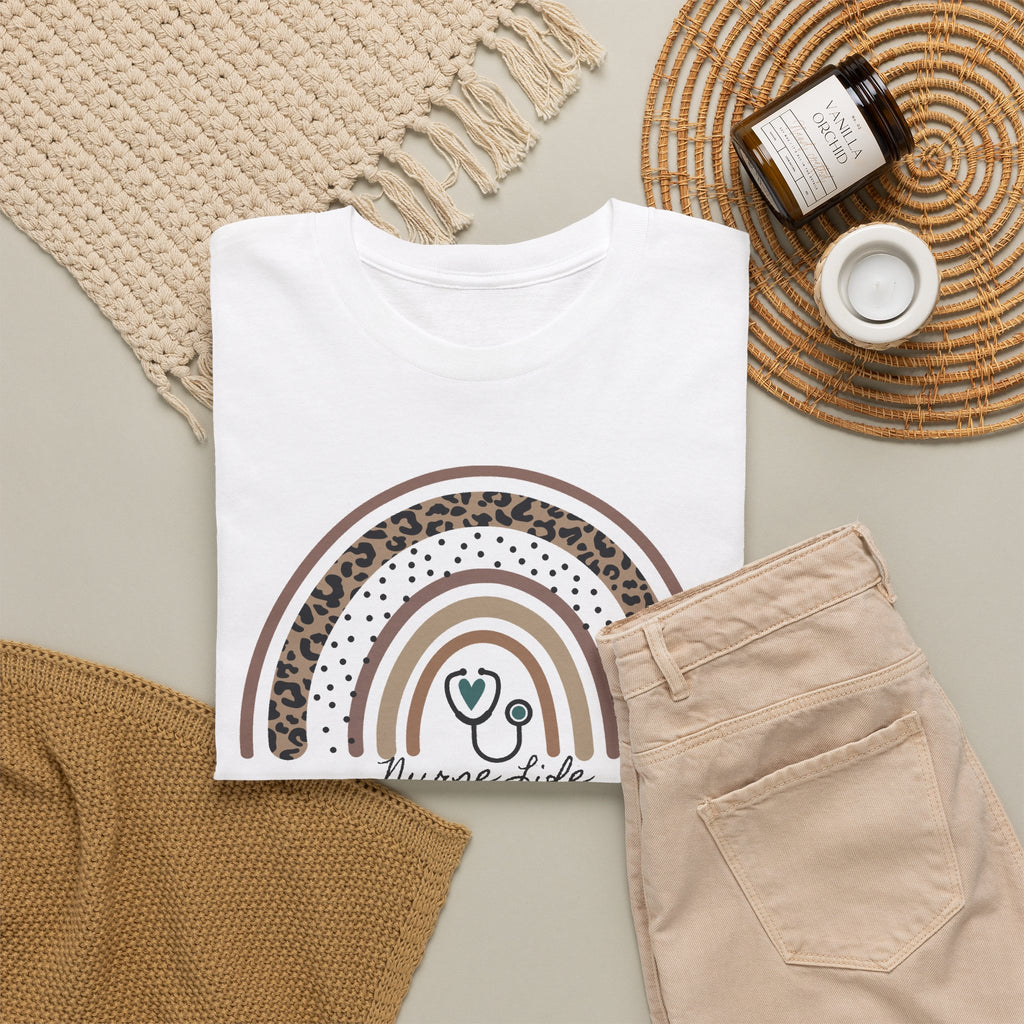 Nurse Life Rainbow Tee - Cute Neutral Stethoscope Graphic T-Shirt
