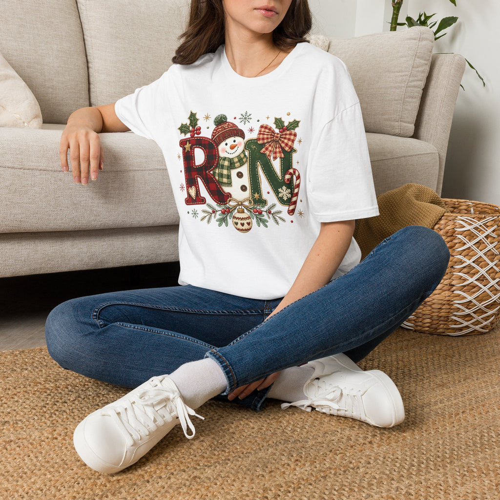 RN Snowman Holiday T-Shirt — Cute Nurse Christmas Tee
