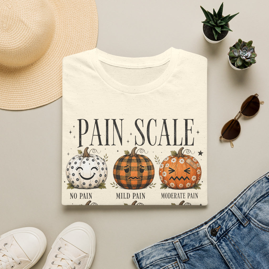 Pain Scale Pumpkin T-Shirt — Halloween Pumpkin Faces Graphic Tee