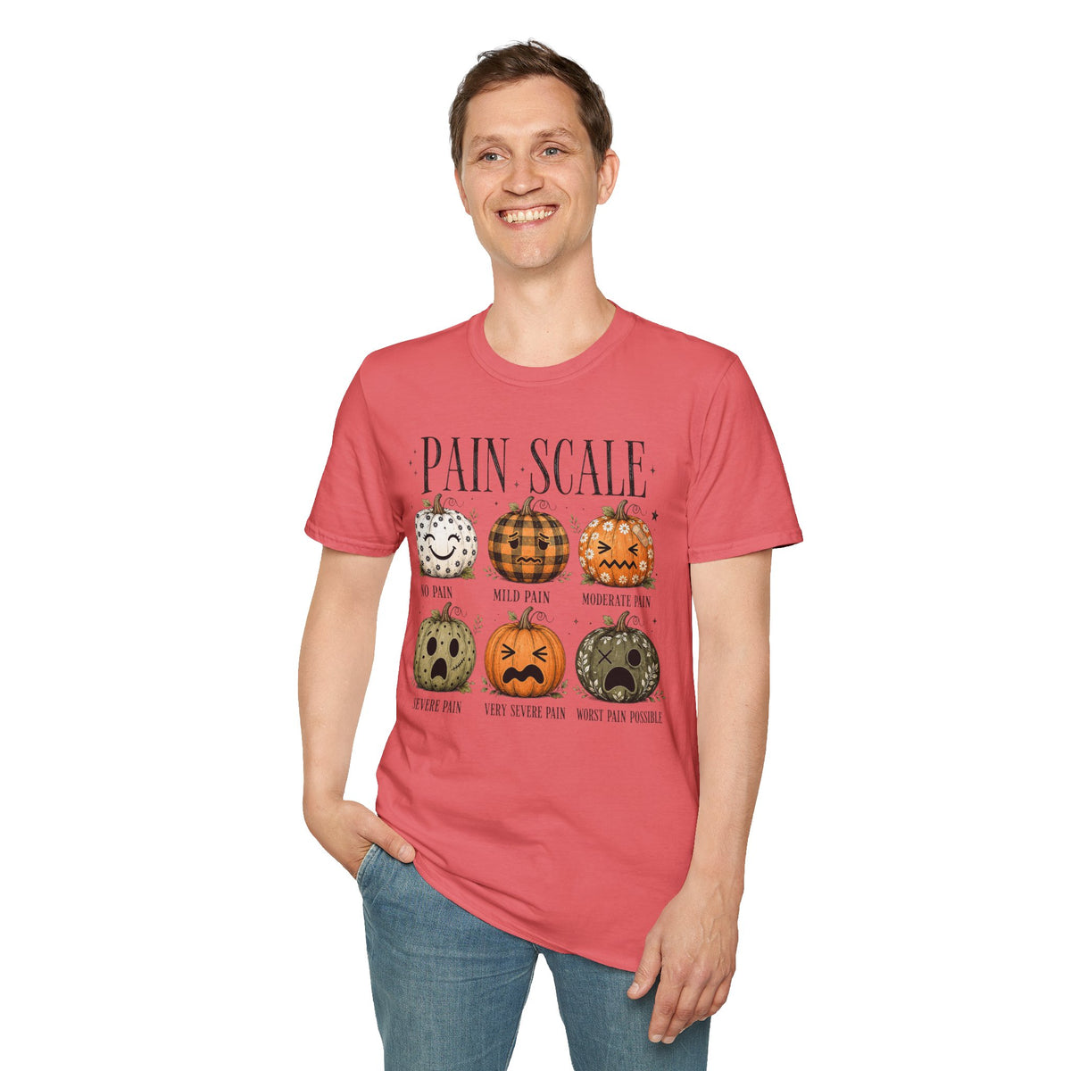 Pain Scale Pumpkin T-Shirt — Halloween Pumpkin Faces Graphic Tee