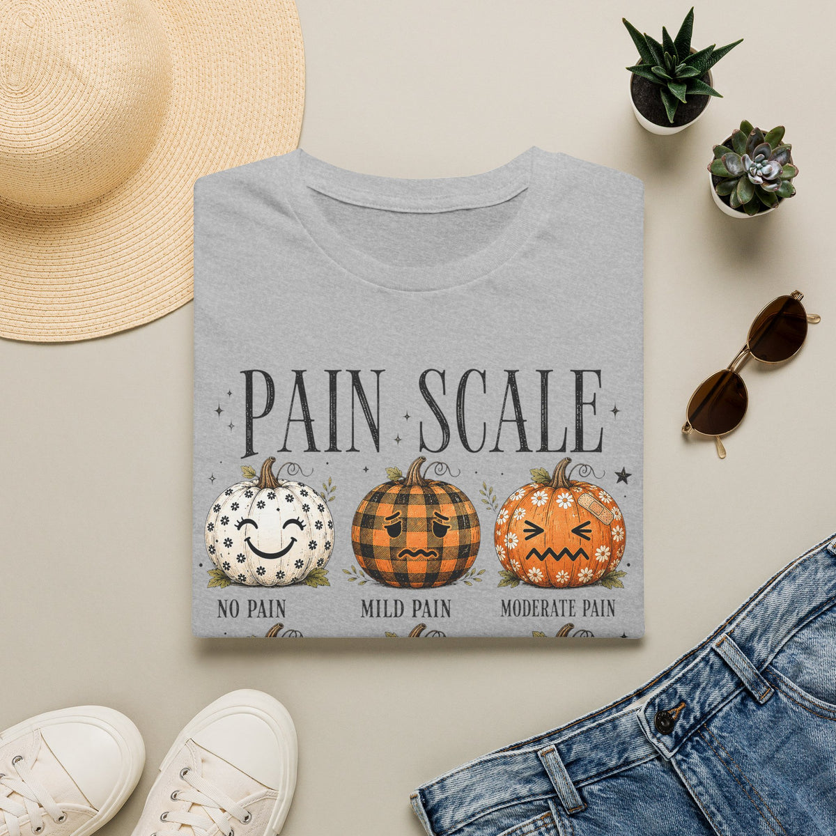 Pain Scale Pumpkin T-Shirt — Halloween Pumpkin Faces Graphic Tee