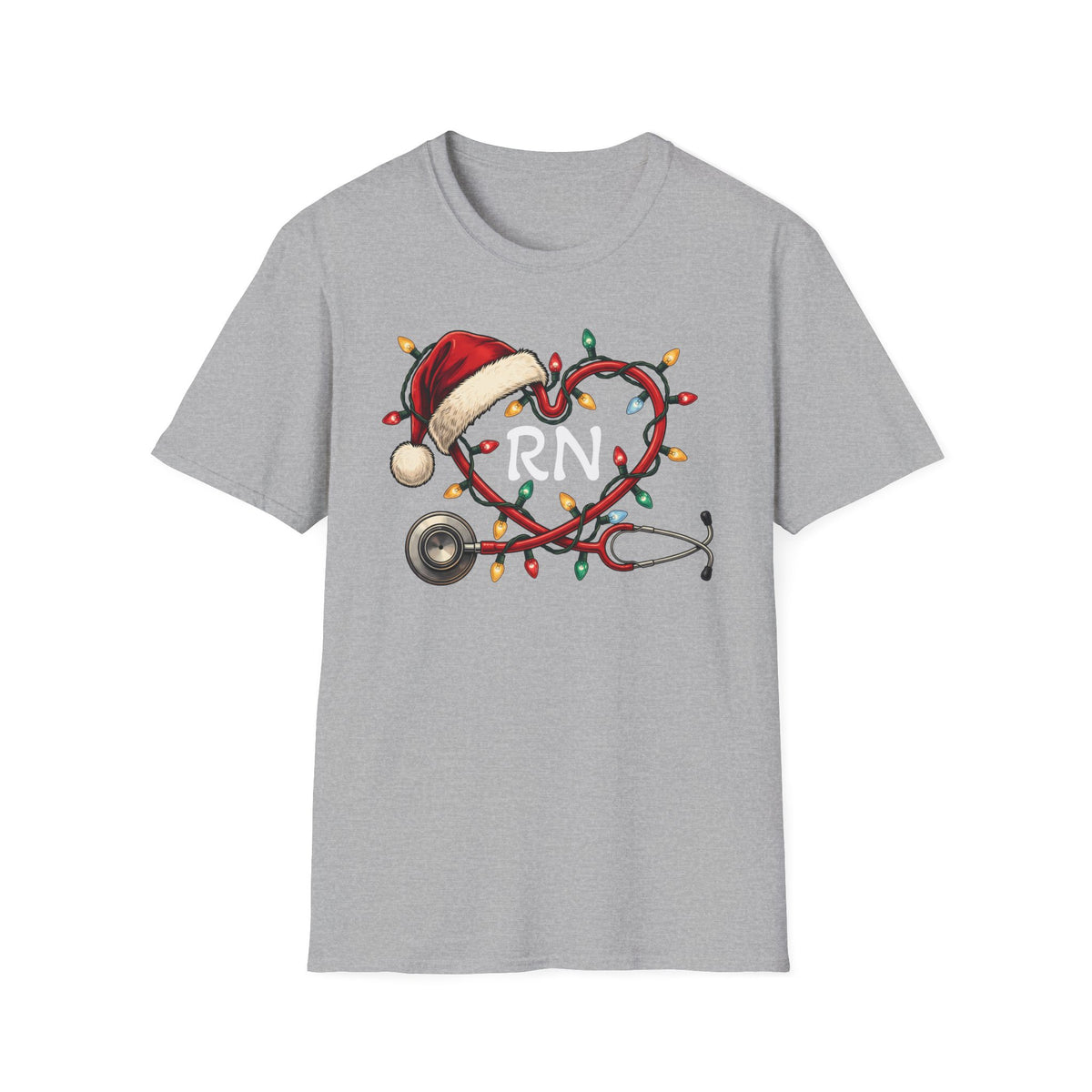 RN Christmas Stethoscope Heart T‑Shirt
