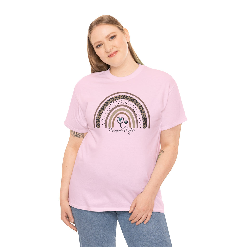 Nurse Life Rainbow Tee - Cute Neutral Stethoscope Graphic T-Shirt