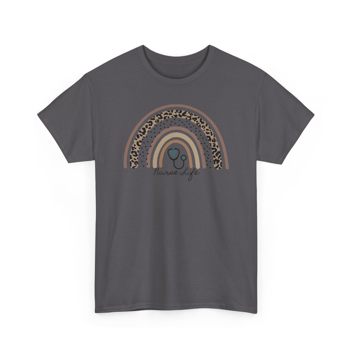 Nurse Life Rainbow Tee - Cute Neutral Stethoscope Graphic T-Shirt