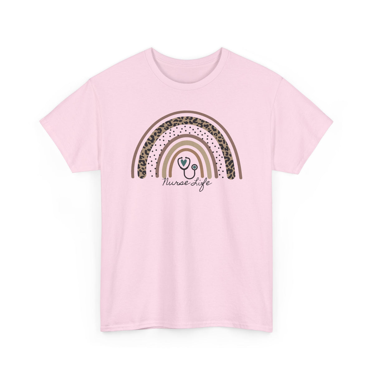 Nurse Life Rainbow Tee - Cute Neutral Stethoscope Graphic T-Shirt