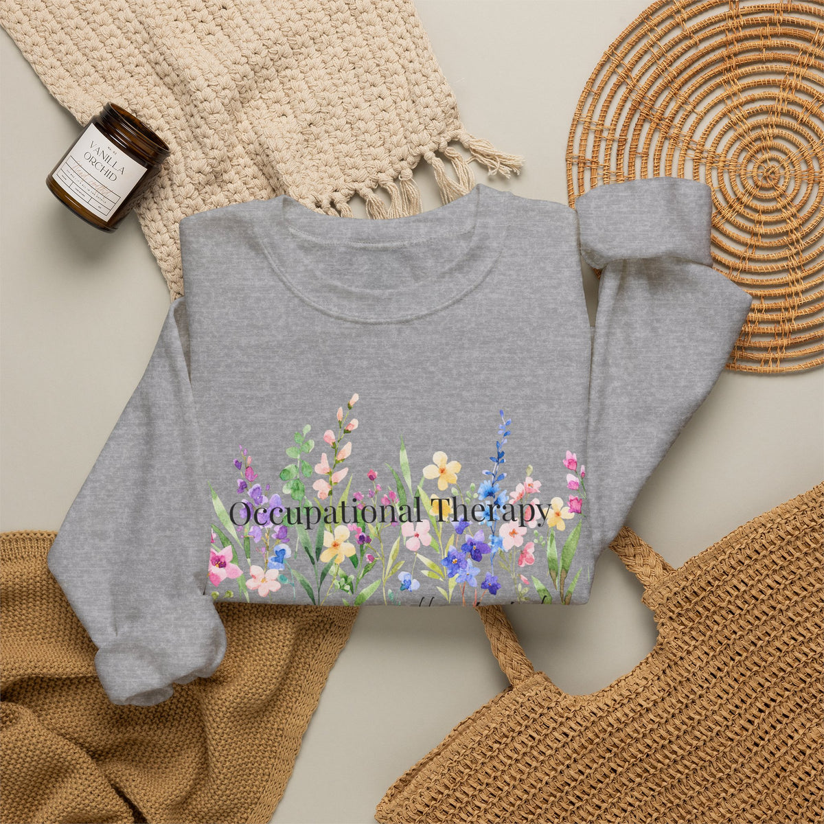 Floral Inspirational Crewneck Sweatshirt — "You Are Wildflower" Botanical Graphic