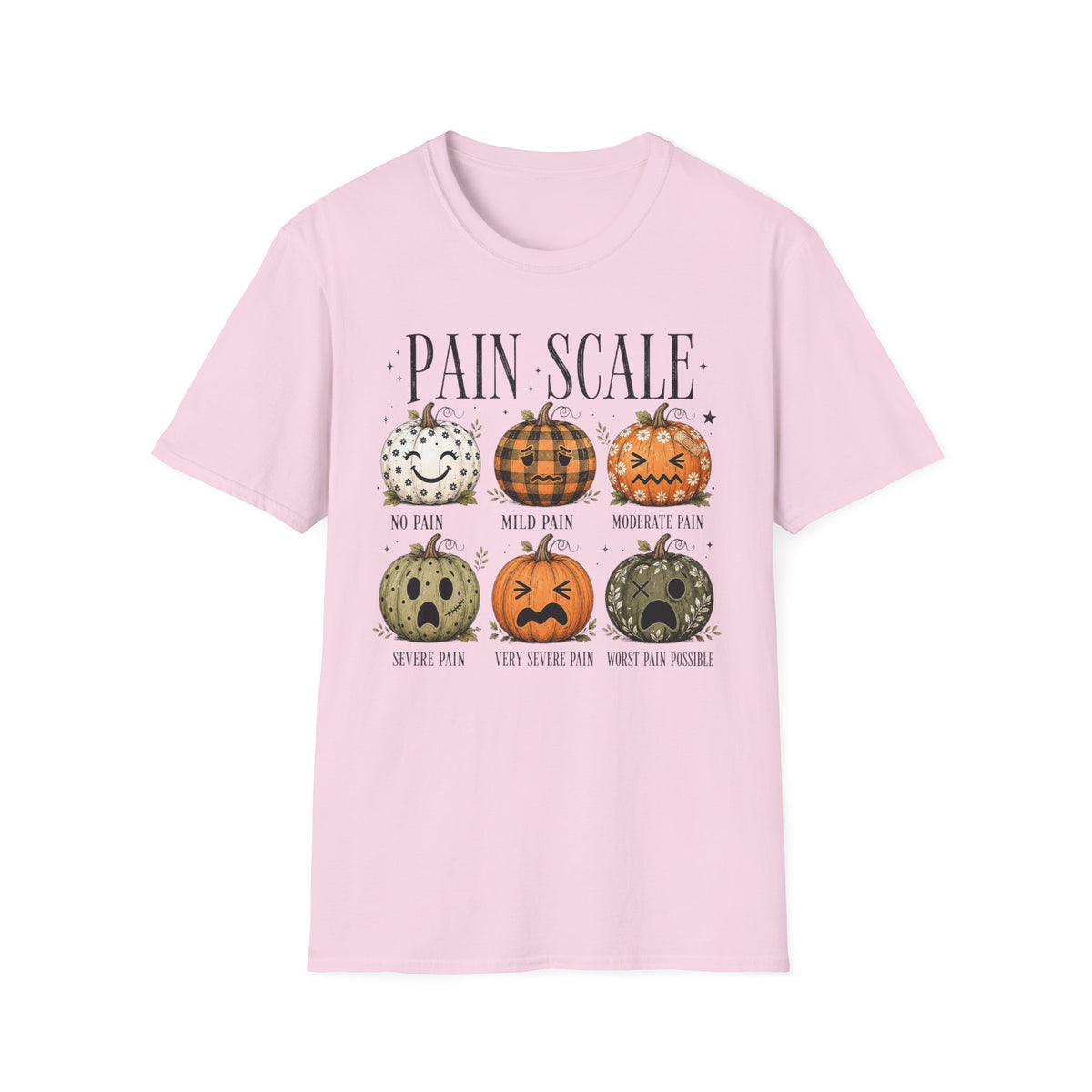 Pain Scale Pumpkin T-Shirt — Halloween Pumpkin Faces Graphic Tee