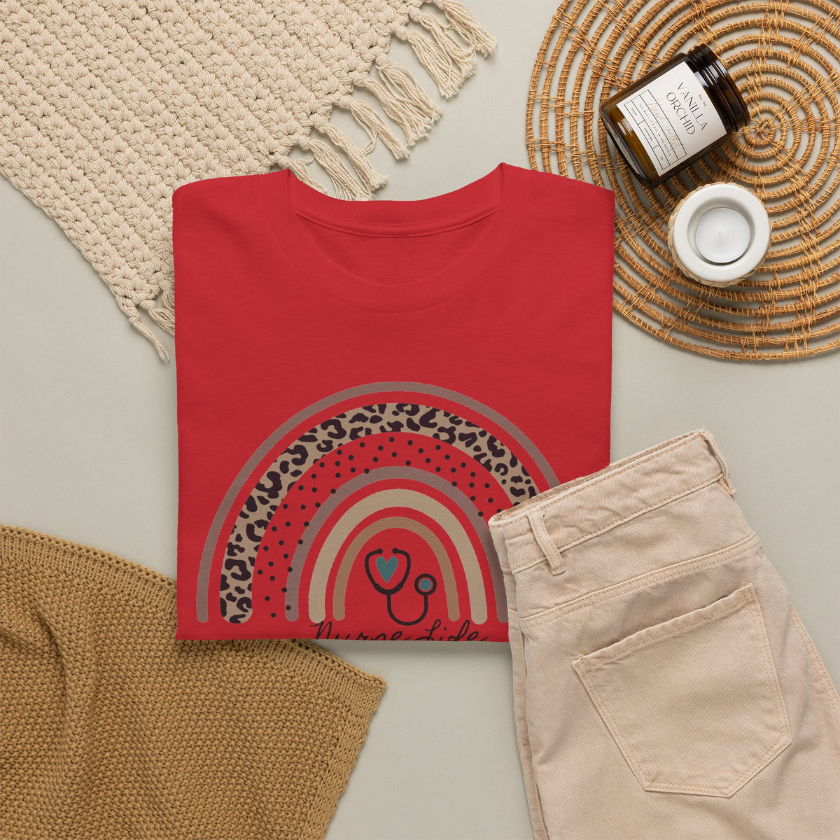 Nurse Life Rainbow Tee - Cute Neutral Stethoscope Graphic T-Shirt