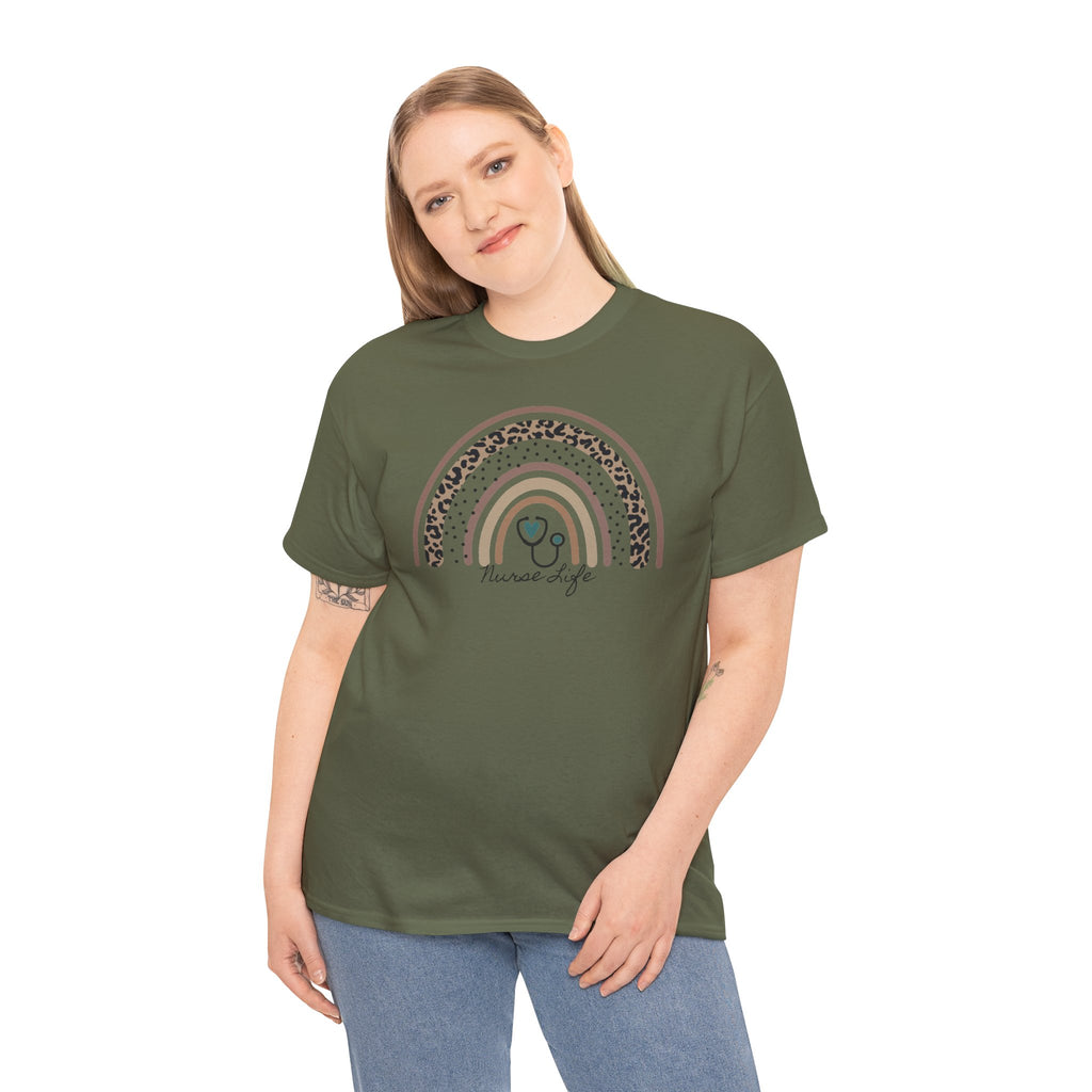 Nurse Life Rainbow Tee - Cute Neutral Stethoscope Graphic T-Shirt