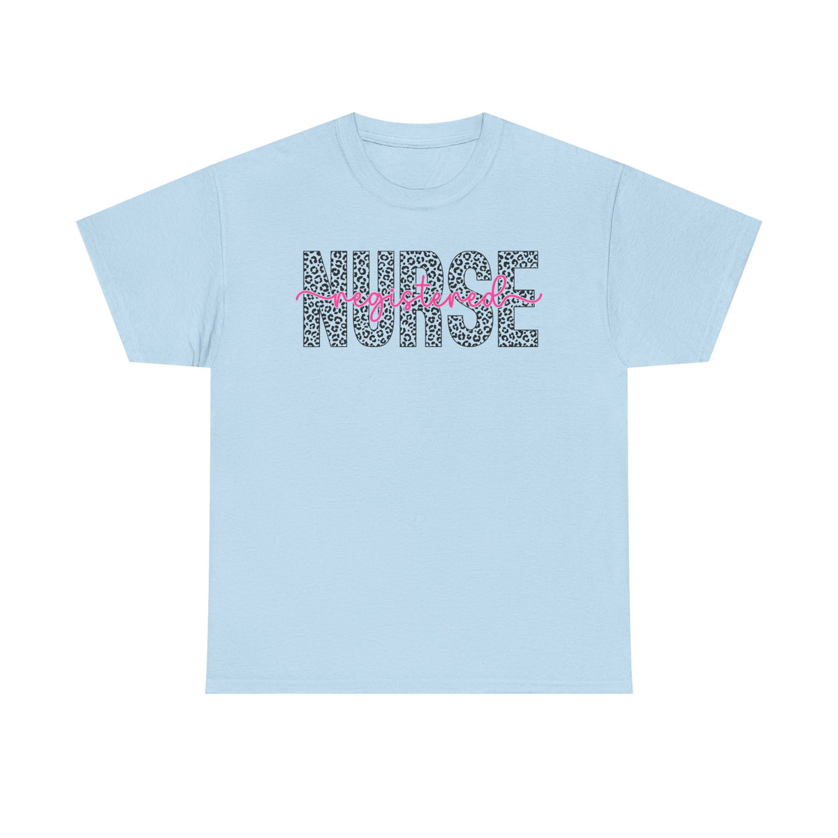 RN Leopard Print T‑Shirt — Pink Stethoscope Graphic Tee for Nurses