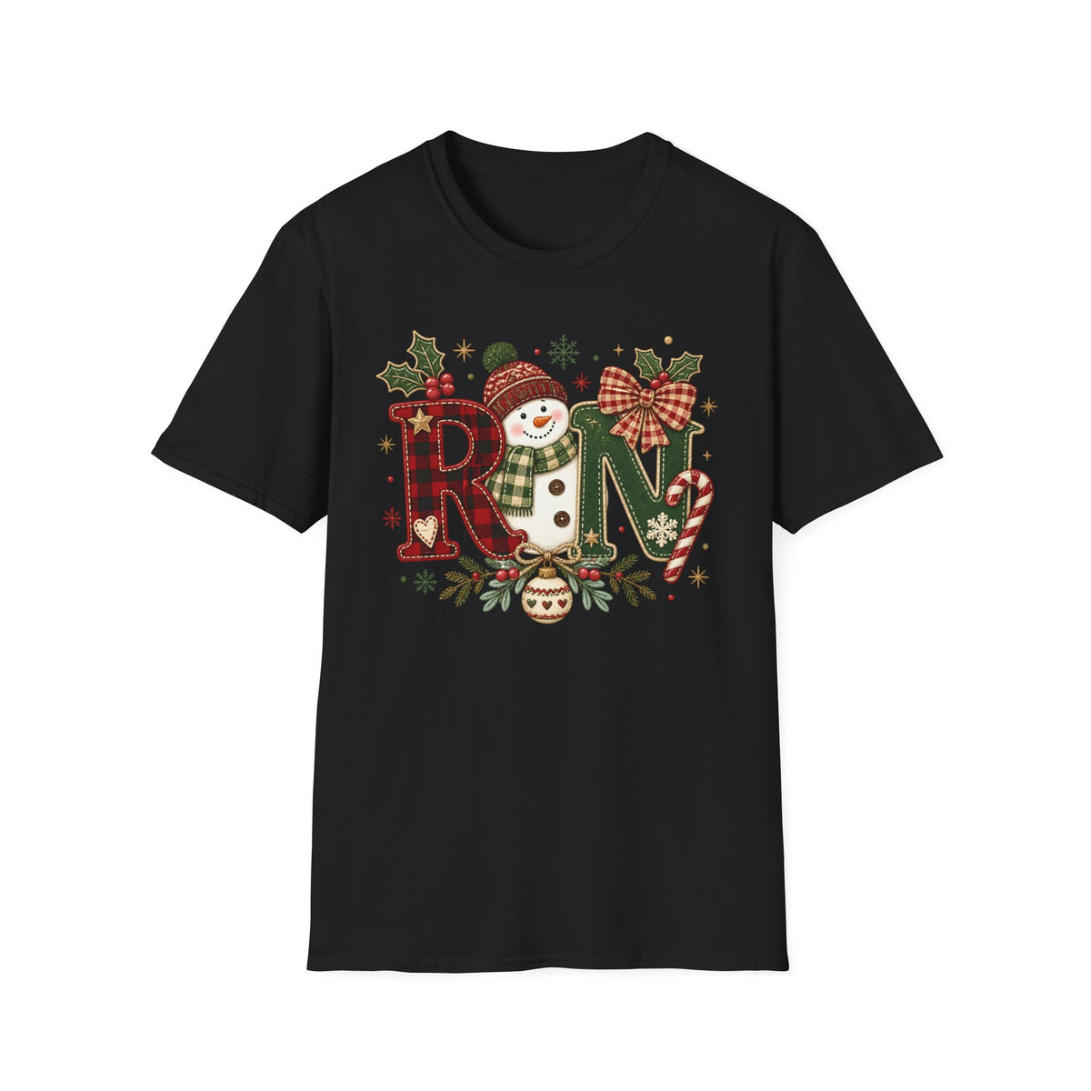 RN Snowman Holiday T-Shirt — Cute Nurse Christmas Tee
