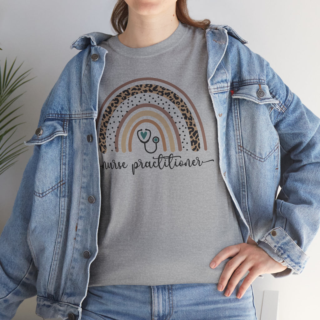 Nurse Practitioner Rainbow T-Shirt — Boho Stethoscope Tee for Nurses