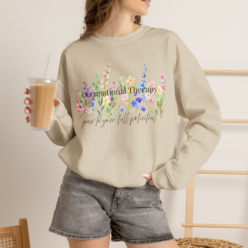 Floral Inspirational Crewneck Sweatshirt — "You Are Wildflower" Botanical Graphic