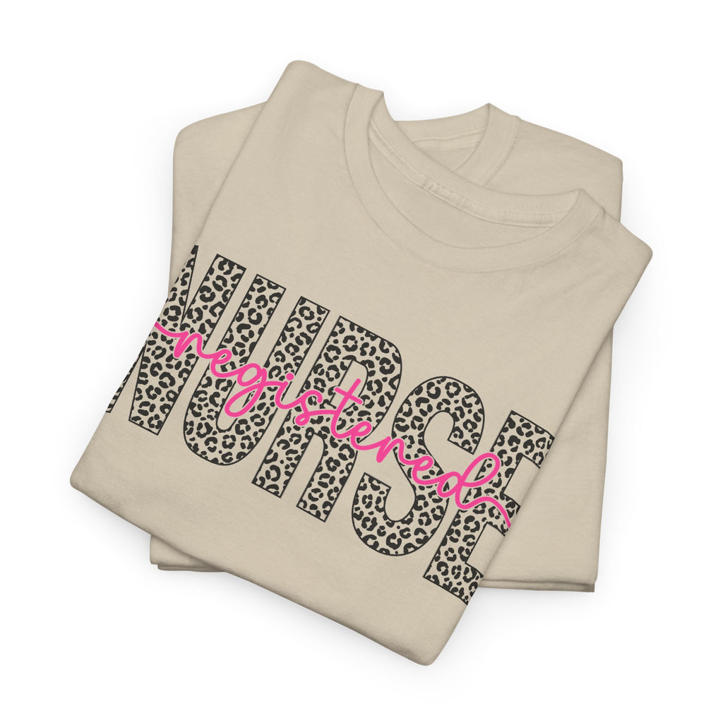 RN Leopard Print T‑Shirt — Pink Stethoscope Graphic Tee for Nurses