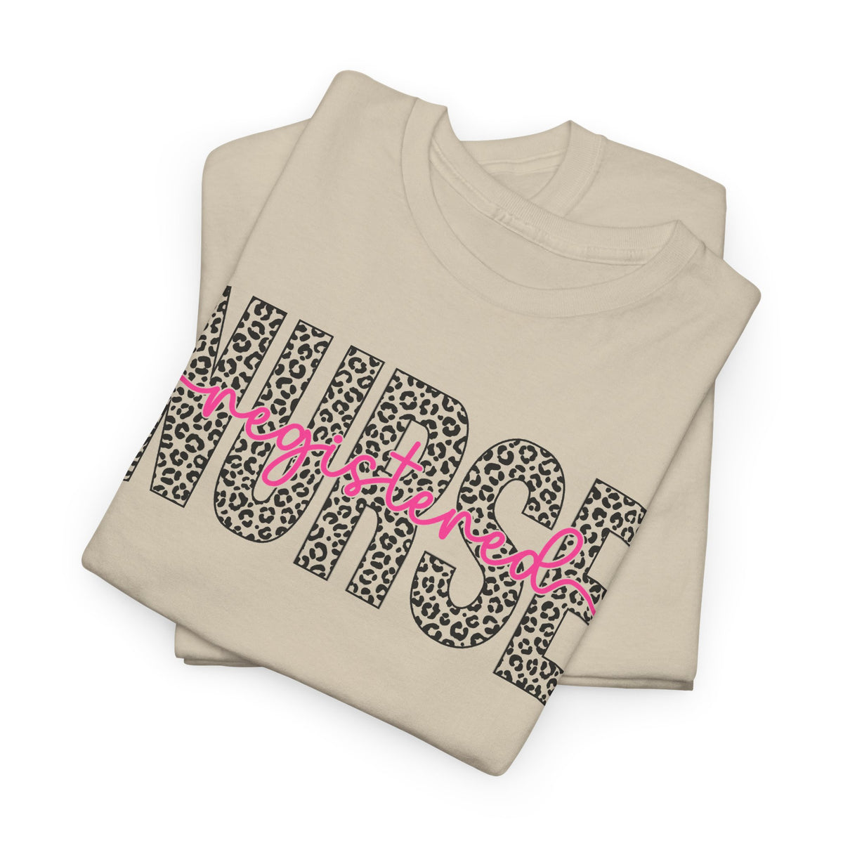 RN Leopard Print T‑Shirt — Pink Stethoscope Graphic Tee for Nurses