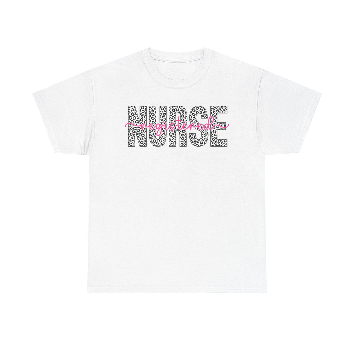 RN Leopard Print T‑Shirt — Pink Stethoscope Graphic Tee for Nurses