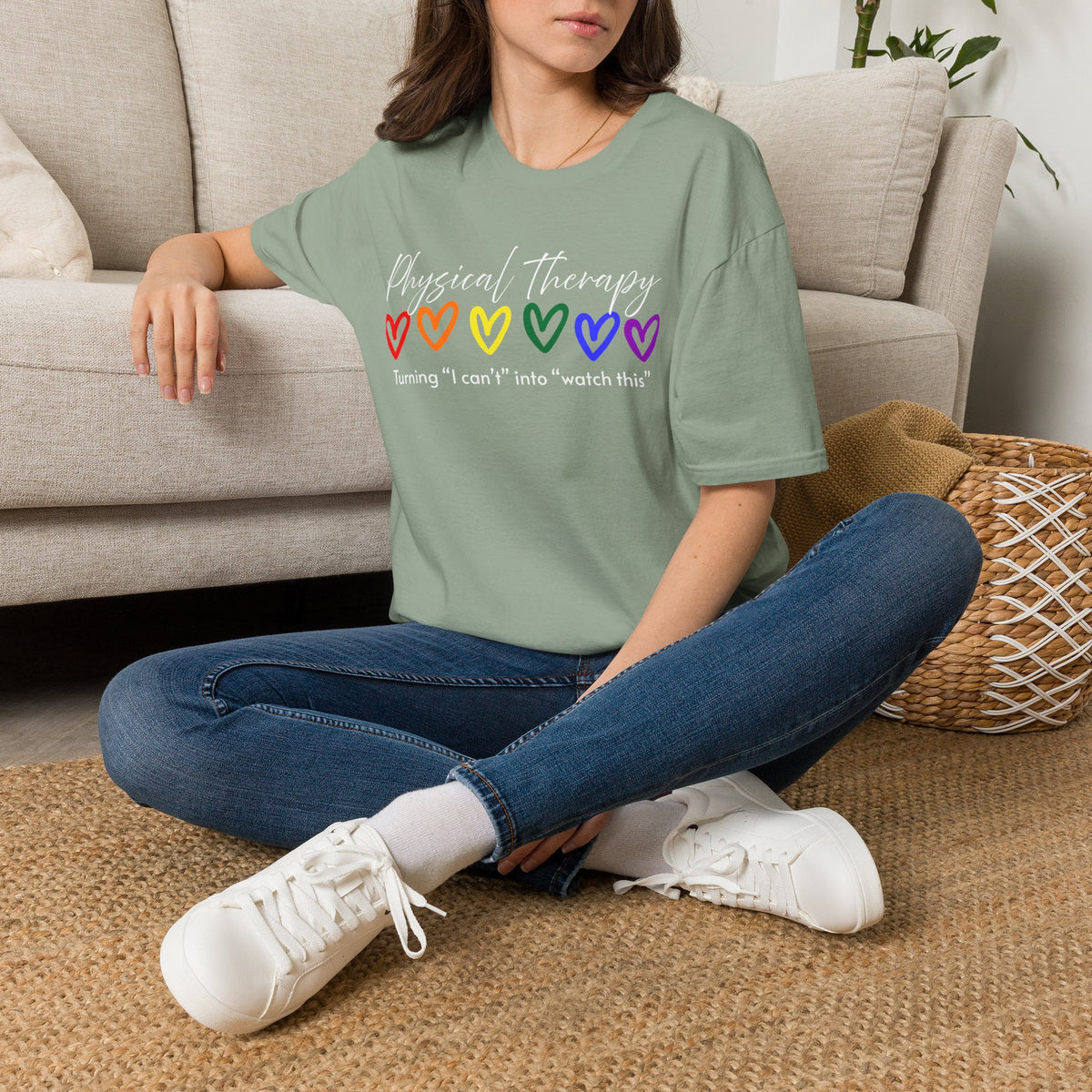 Physical Therapy Hearts T-Shirt — "Turning 'I can' t' into 'watch this'"