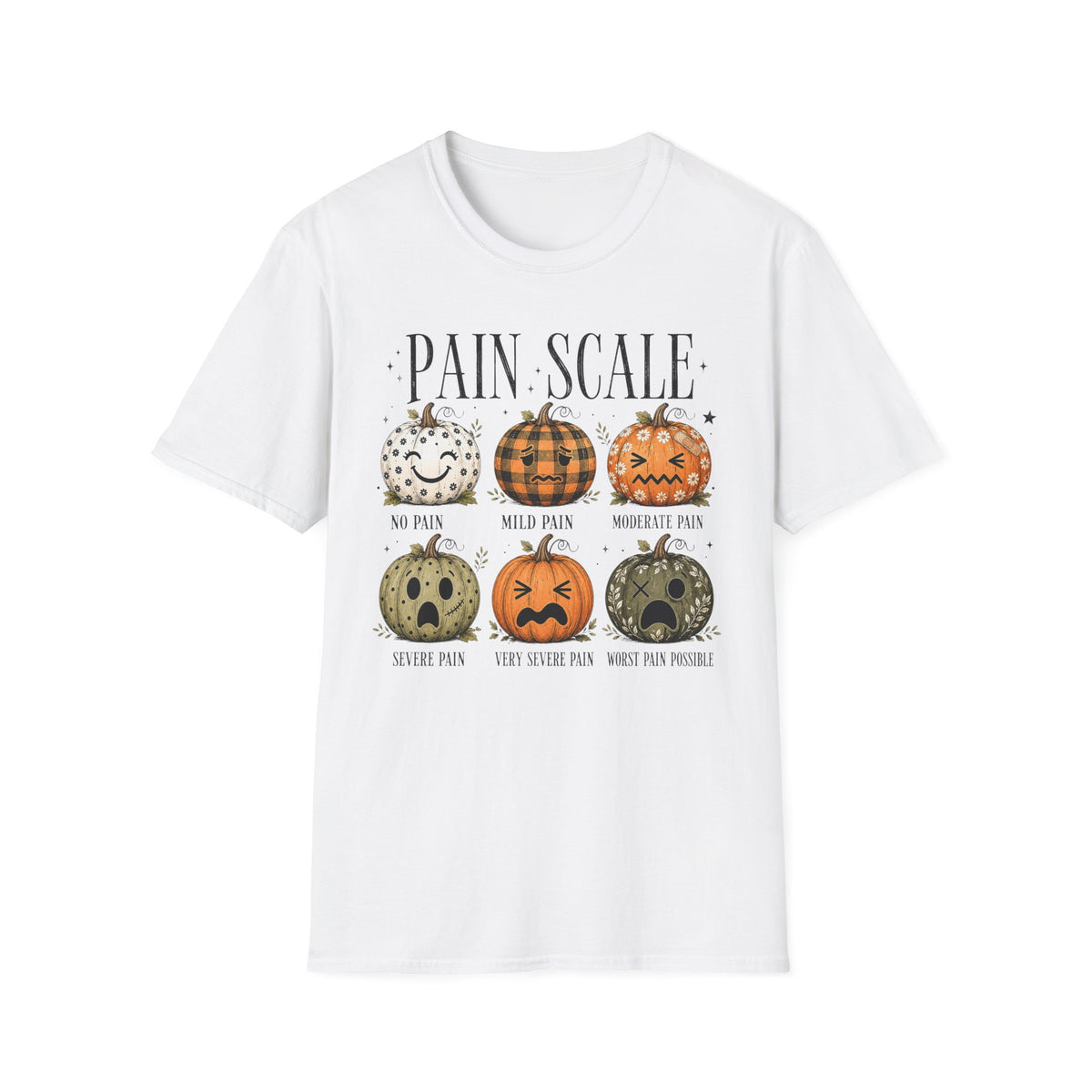 Pain Scale Pumpkin T-Shirt — Halloween Pumpkin Faces Graphic Tee